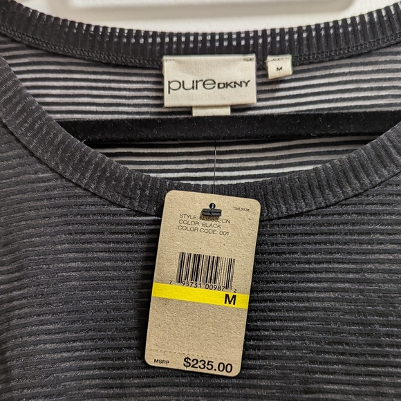 BNWT Pure DKNY Layered 2 in 1 Shirt w/ Sheer Striped Tee & Tank - Sz M - Picture 2 of 5